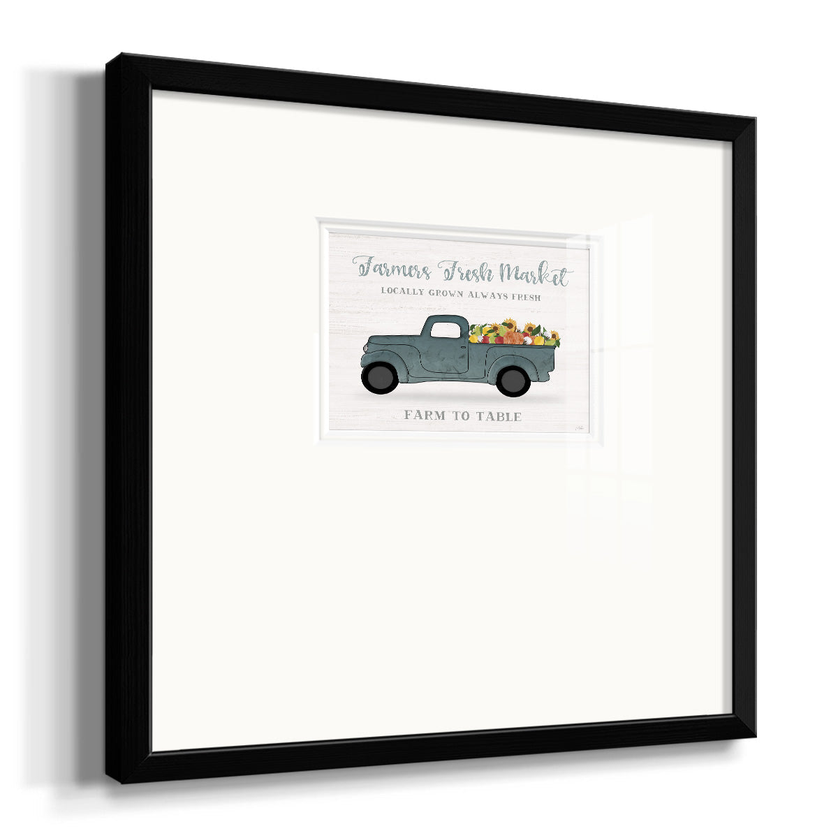 Fresh Sunflowers Truck Premium Framed Print Double Matboard