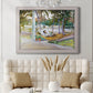 Impressionist leisure portrait scene by John Singer Sargent in an ornate weathered white frame displayed in a neutral-toned interior setting.
