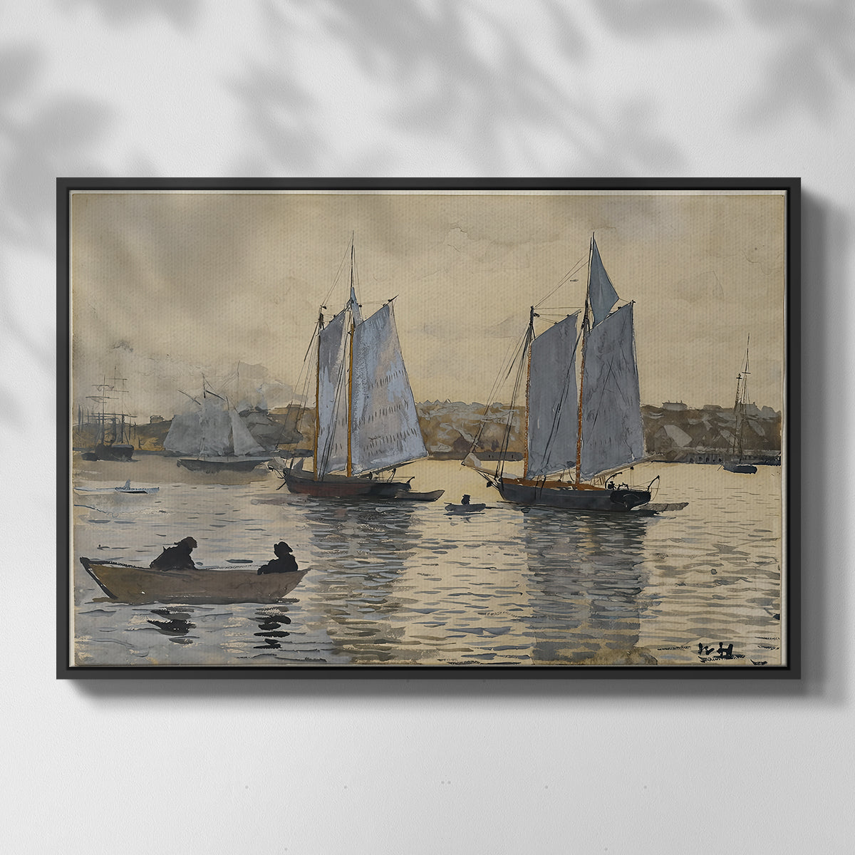 Two Schooners, Gloucester, c. 1880 - Floater Framed Canvas Print