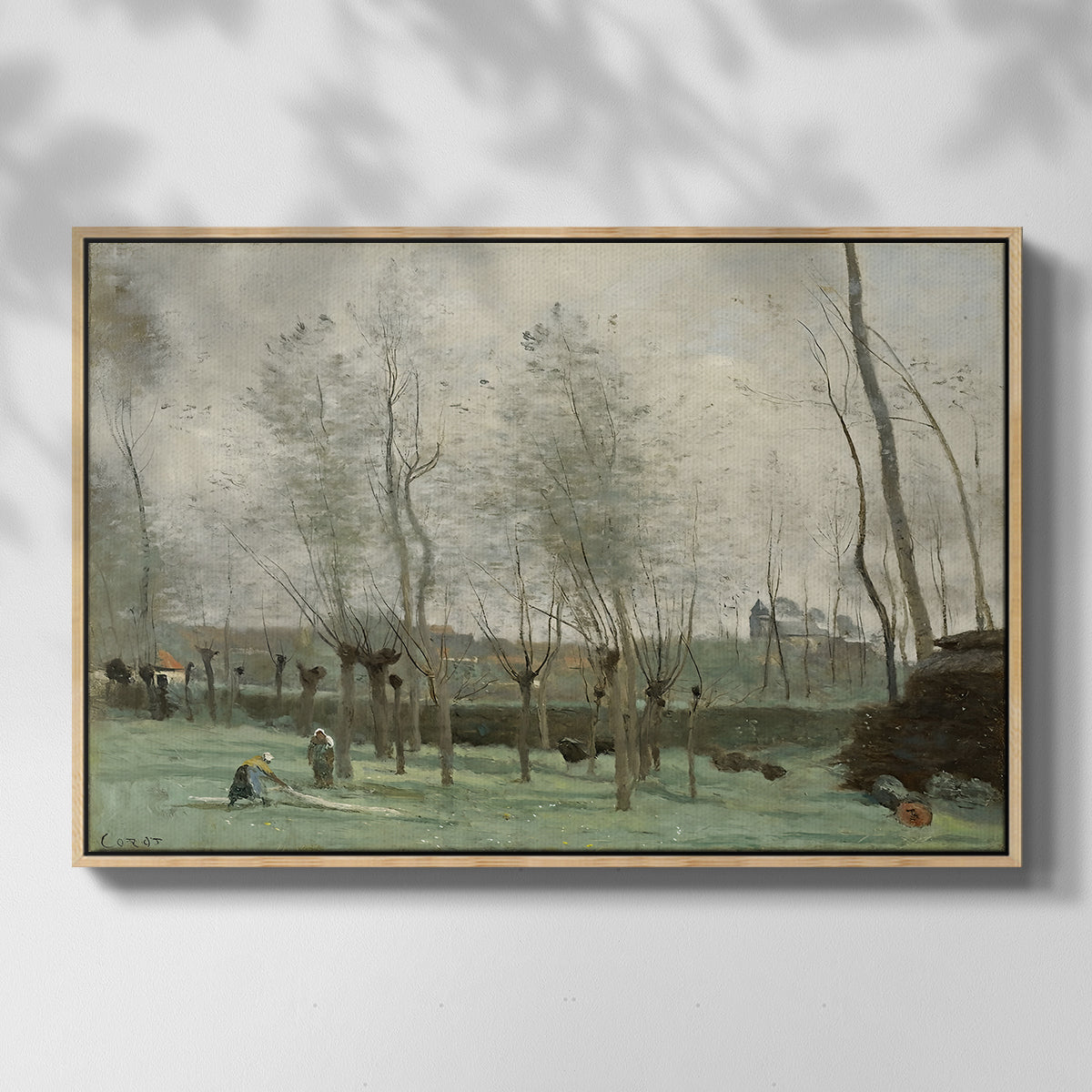 Washerwomen in a Willow Grove, c. 1871 - Floater Framed Canvas Print