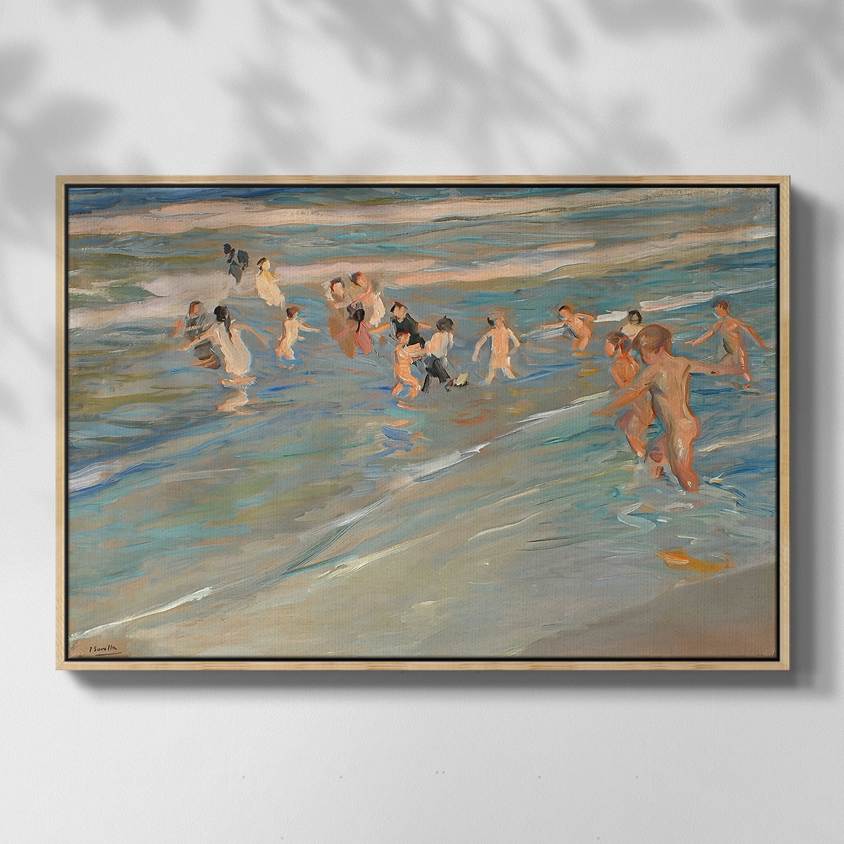 Children Playing on the Beach in Valencia, c. 1908 - Floater Framed Canvas Print
