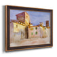 Impressionist Italian village scene by John Singer Sargent printed on canvas in an ornate bronzed mahogany wood frame.