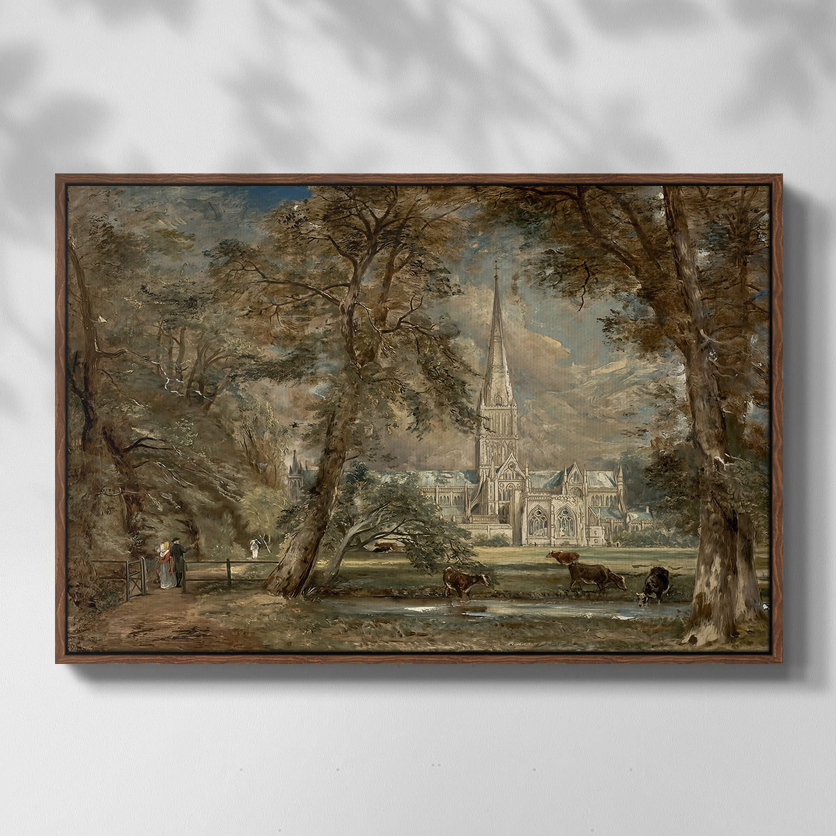 Salisbury Cathedral from the Bishop's Grounds, c. 1822-1823 - Floater Framed Canvas Print