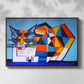 Cassie Thinking about Cubism - Floater Framed Canvas Print
