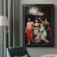 Classical allegorical painting honoring Linnaeus by Robert John Thornton in an ornate black frame with gilded inner detail displayed in a neutral interior setting.