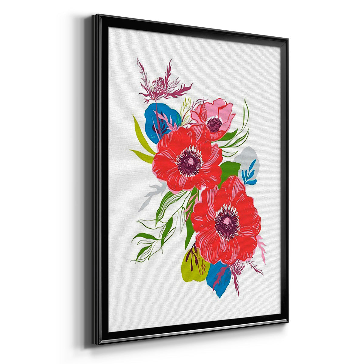 Brilliant Poppies II - Modern Framed Canvas Print