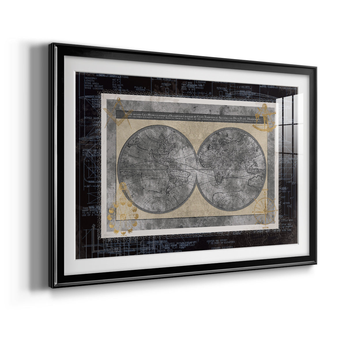 Night World Blueprint Premium Framed Print - Ready to Hang