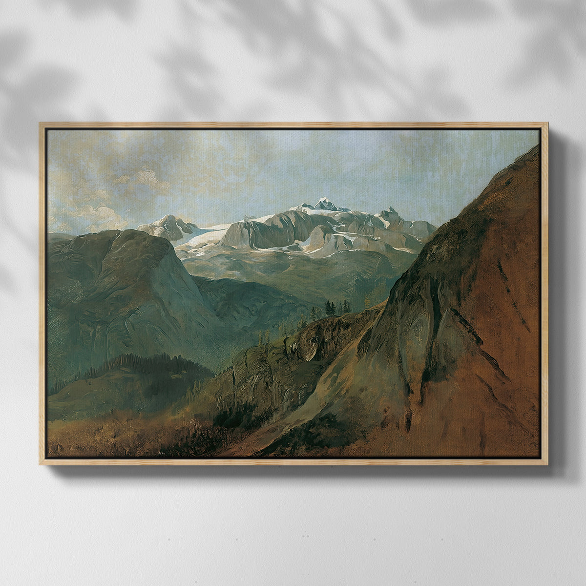The Dachstein from the Plassen near Hallstatt, 1827 - Floater Framed Canvas Print