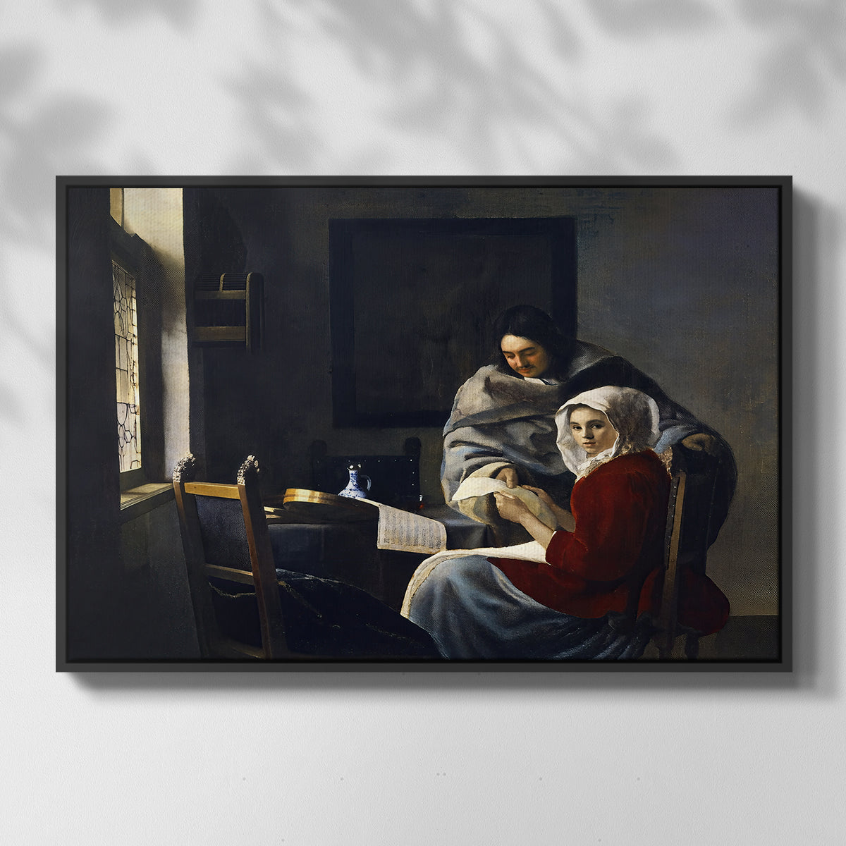 Girl Interrupted at Her Music, c. 1658-1659 - Floater Framed Canvas Print