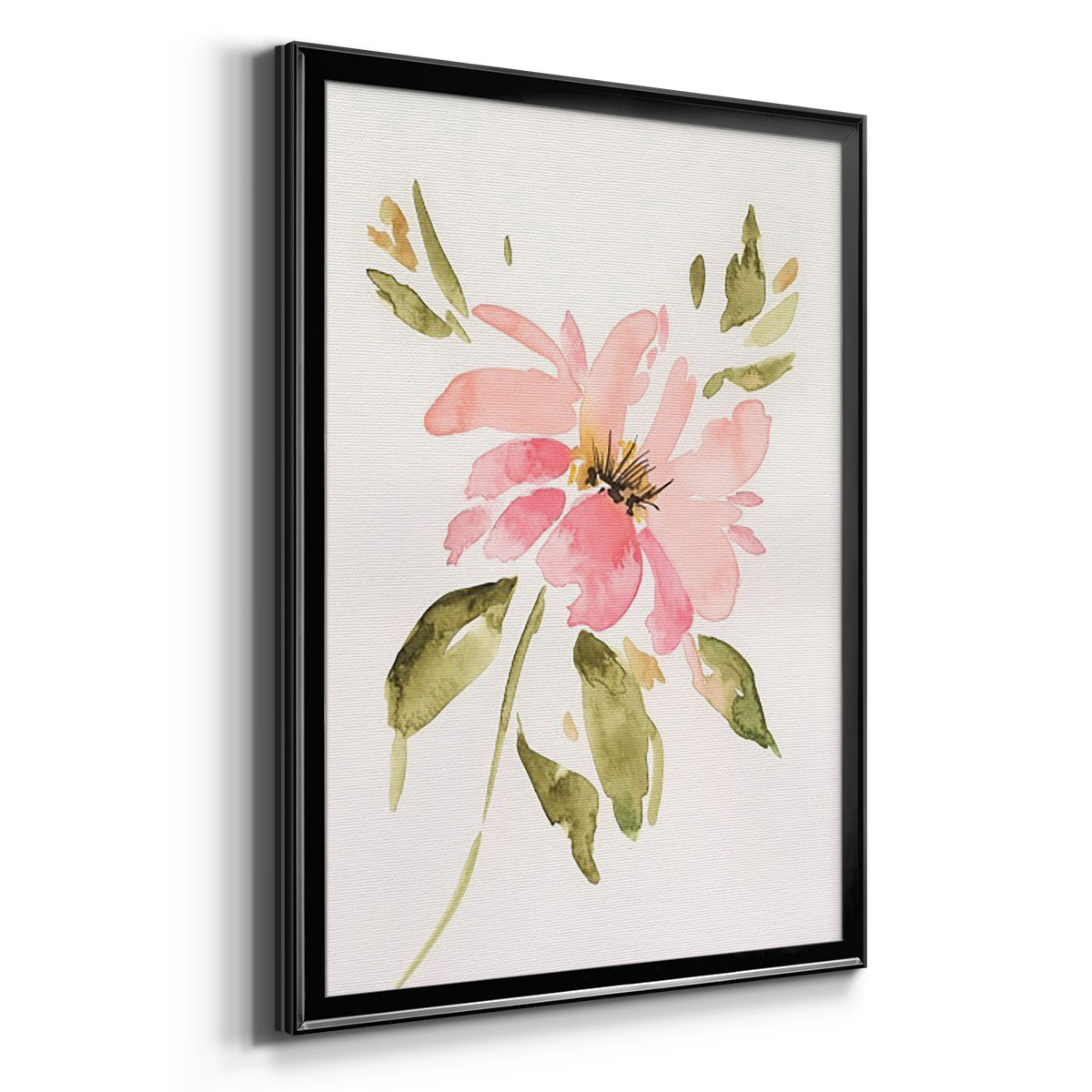 One Pink Bloom I - Modern Framed Canvas Print