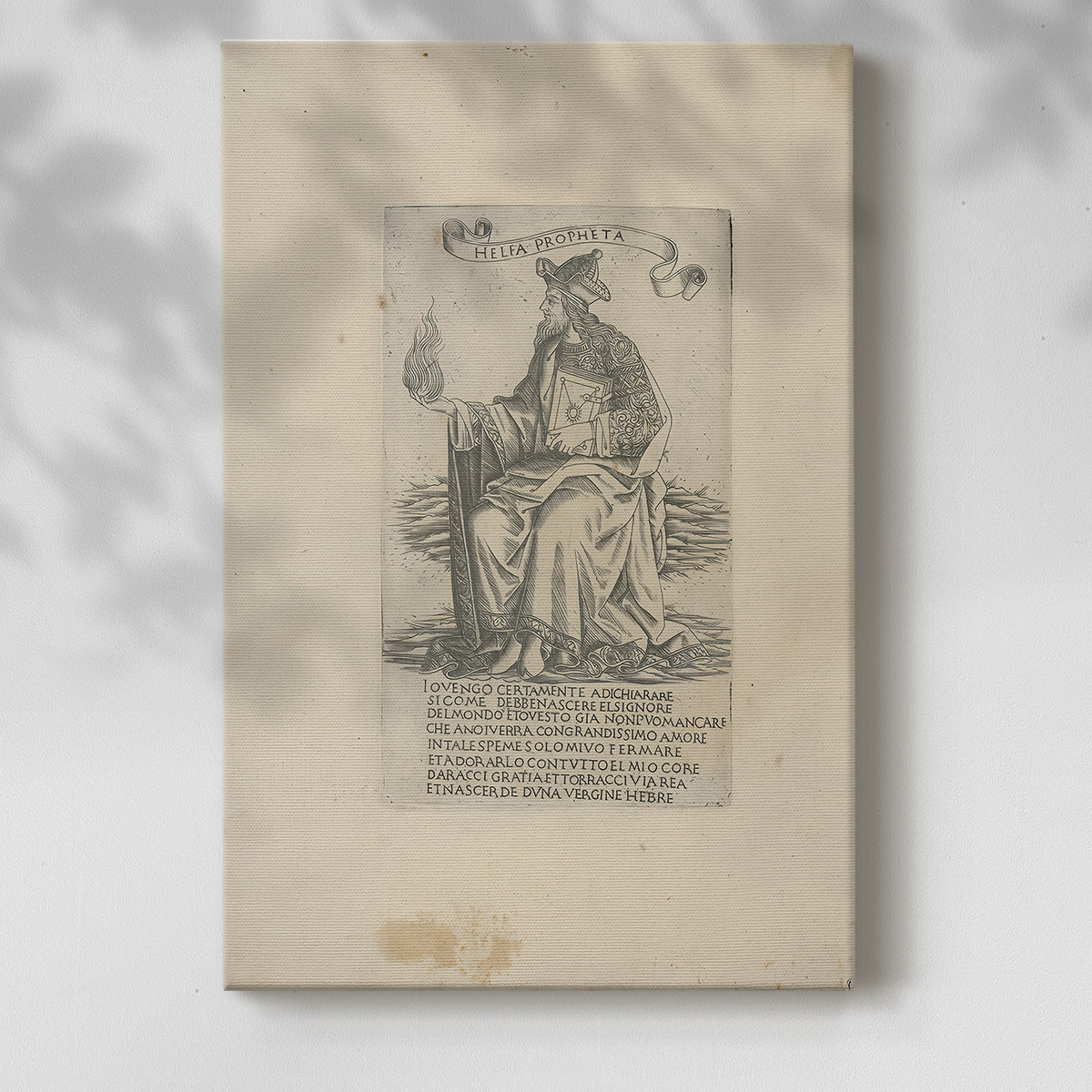 Canvas art print of a classical illustration with fine linework and balanced form with a soft shadow on a white background.