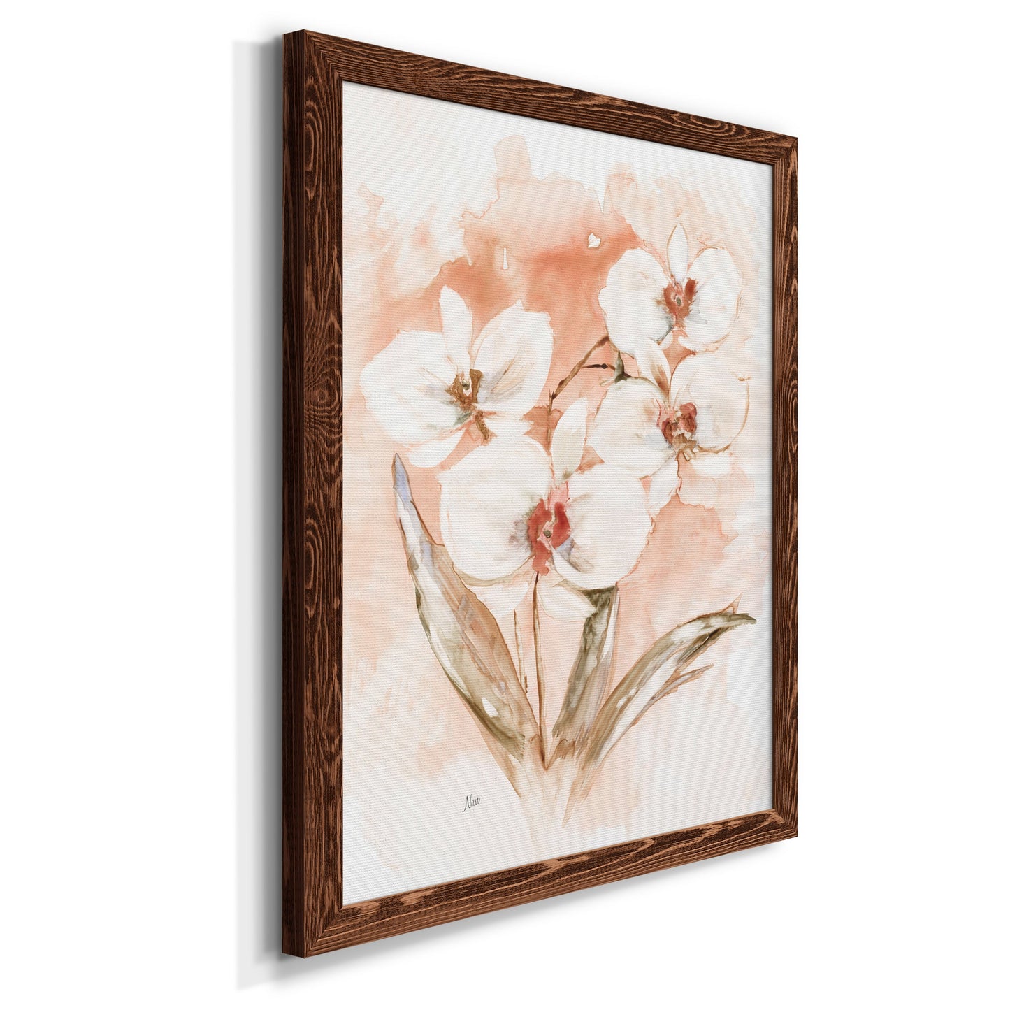 White and Coral Orchid I - Premium Canvas Framed in Barnwood - Ready to Hang