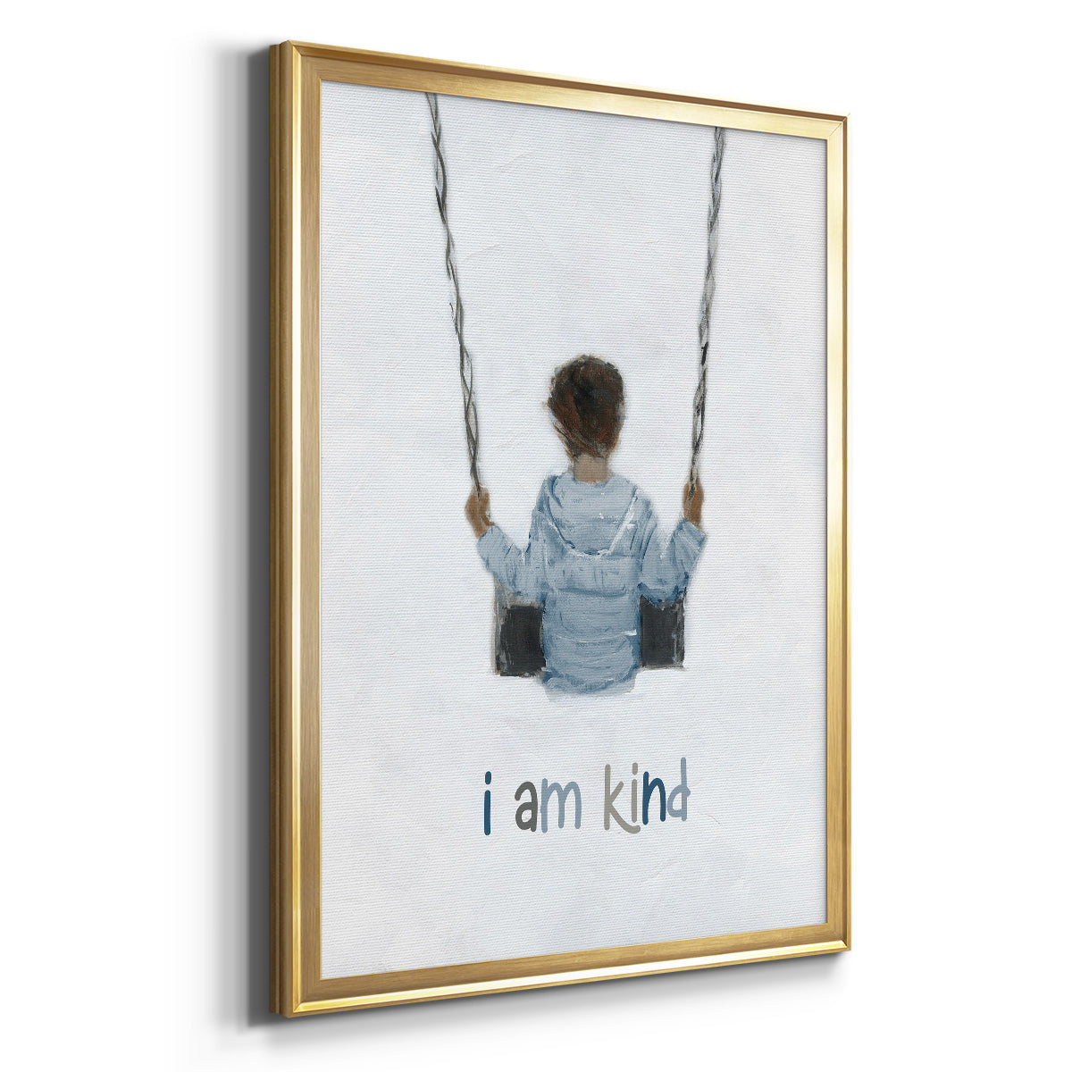 Boy on a Swing - Modern Framed Canvas Print