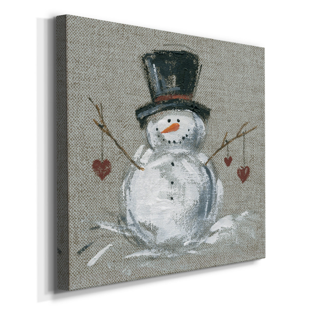 Linen Snowman II-Premium Gallery Wrapped Canvas - Ready to Hang