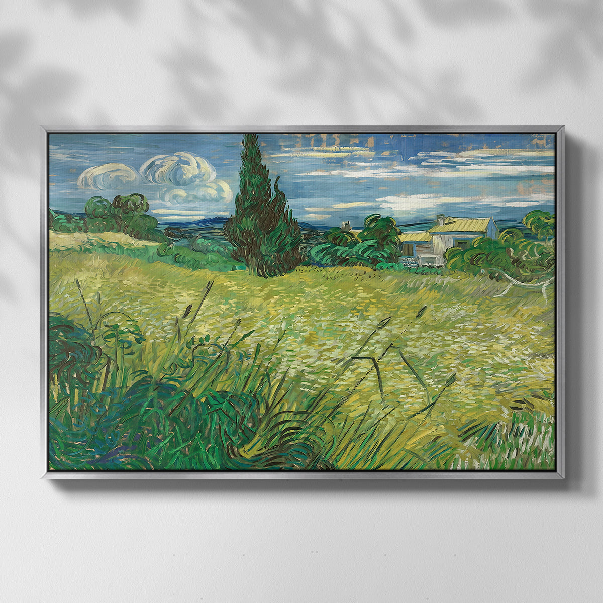 Green Wheat Field with Cypress, 1889 - Floater Framed Canvas Print