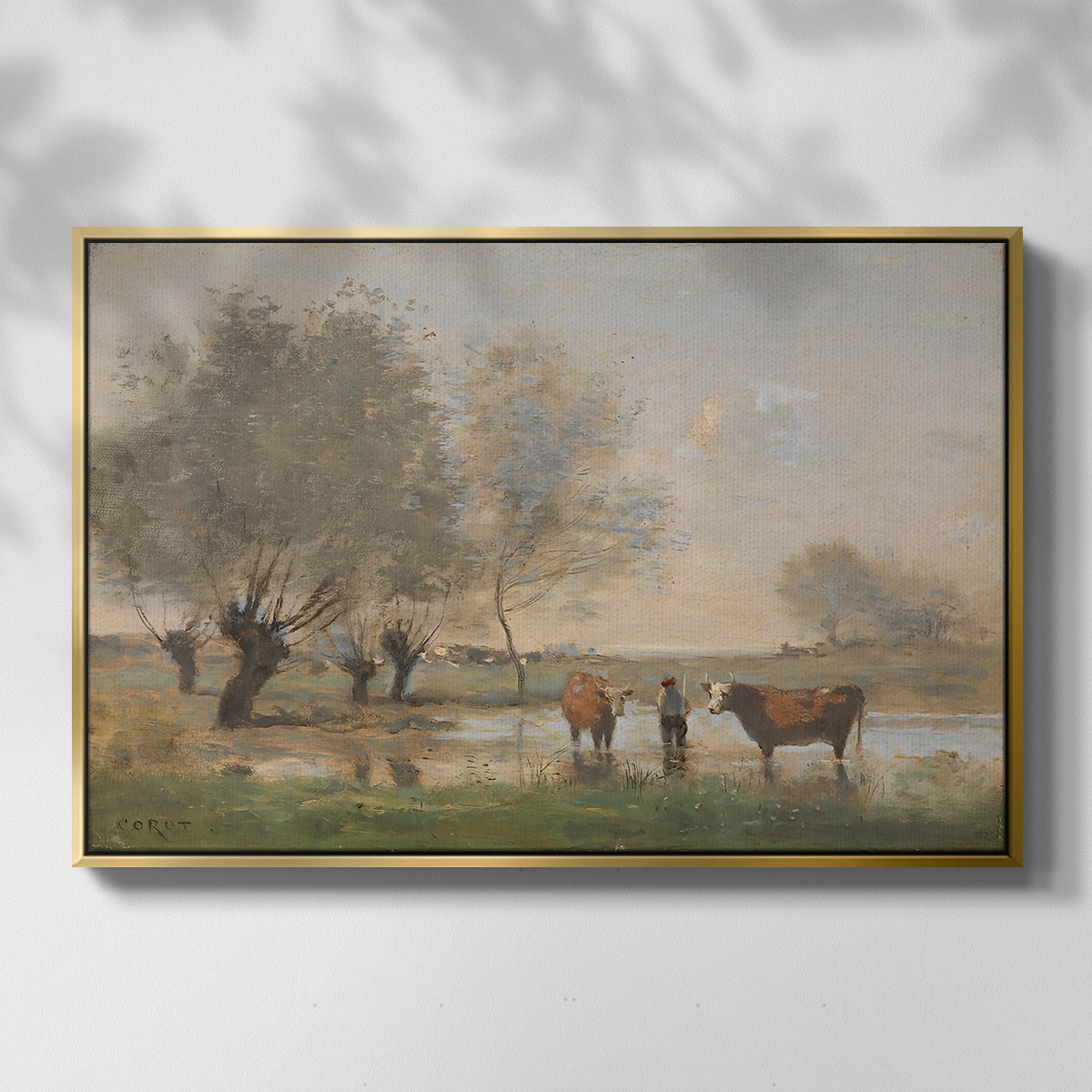 Cows in a Marshy Landscape, c. 1873-1874 - Floater Framed Canvas Print