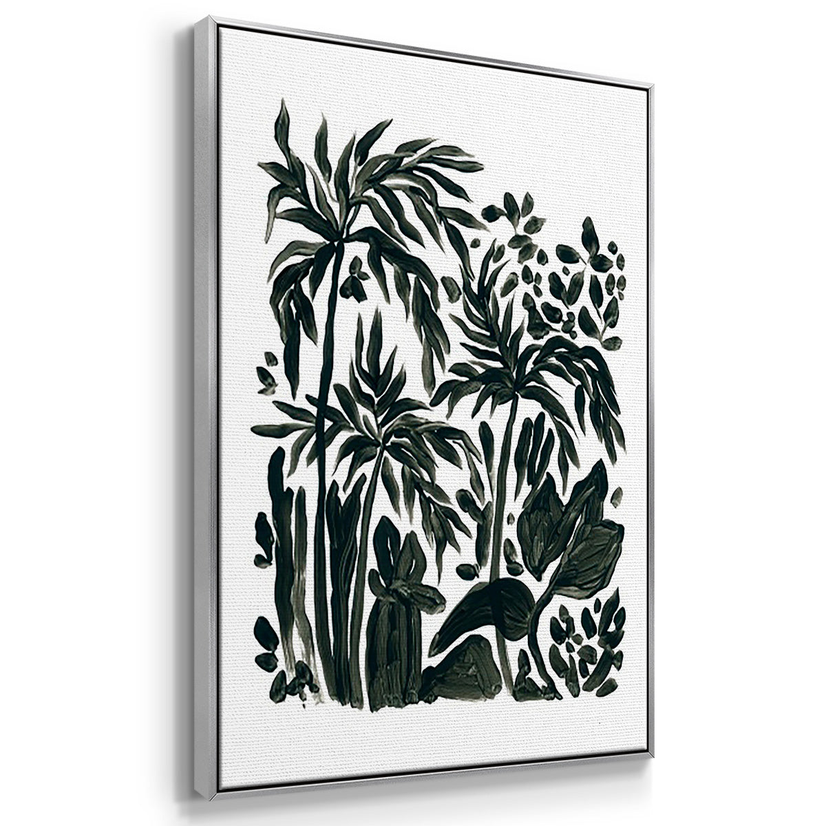 Ink Jungle I - Framed Premium Gallery Wrapped Canvas L Frame 3 Piece Set - Ready to Hang