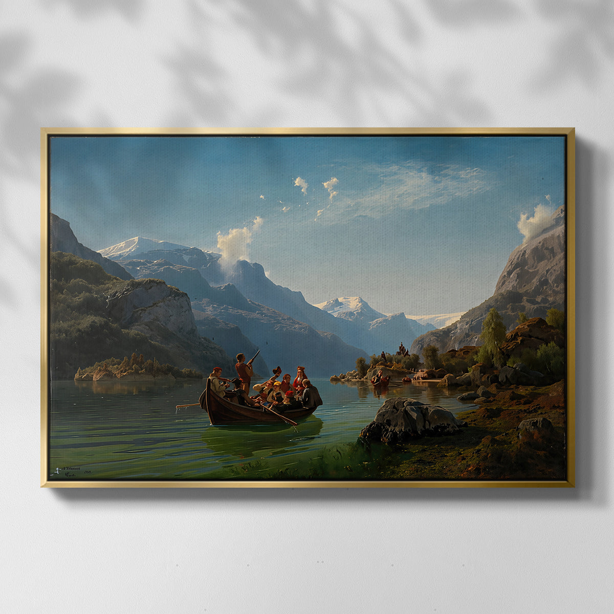 Bridal Procession on the Hardangerfjord, 1848 - Floater Framed Canvas Print