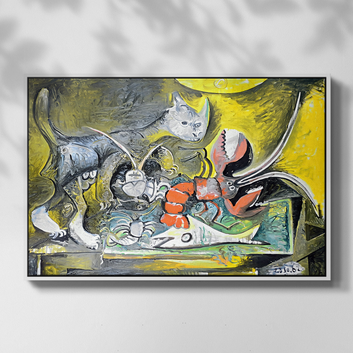 Still Life with Cat and Lobster, 1962 - Floater Framed Canvas Print