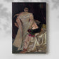 Canvas art print of a dignified figure with rich fabric and warm tones with a soft shadow on a white background.