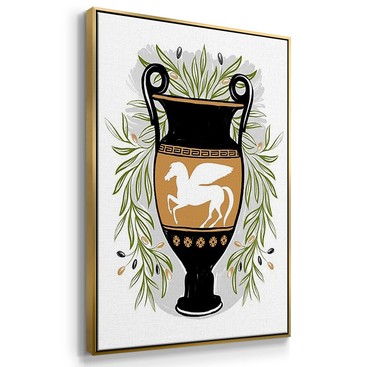 Greek Vases I - Framed Premium Gallery Wrapped Canvas L Frame 3 Piece Set - Ready to Hang