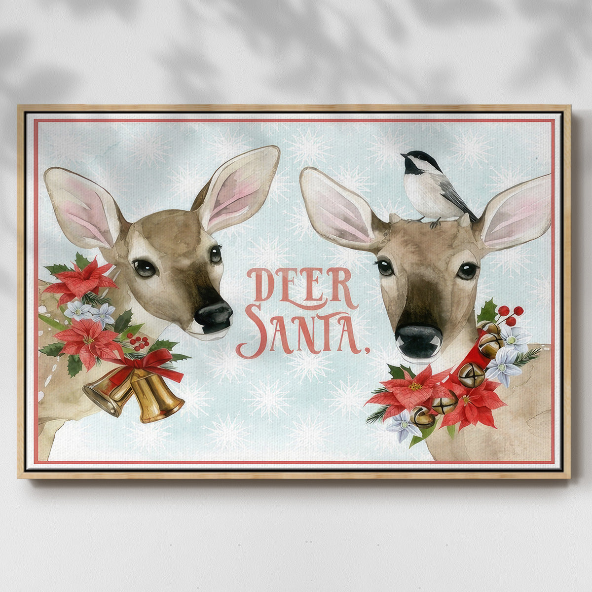 Deer Christmas Collection A - Framed Gallery Wrapped Canvas in Floating Frame