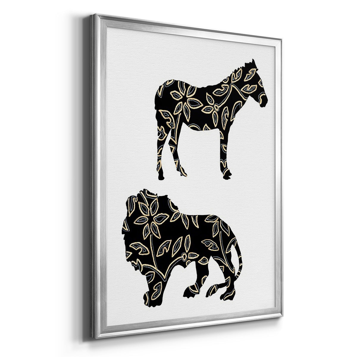 Ornamental Safari Animals I - Modern Framed Canvas Print