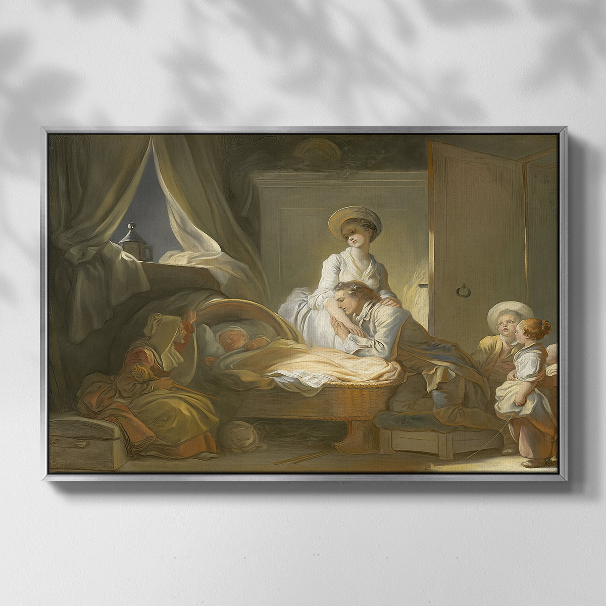 The Visit to the Nursery, c. 1775 - Floater Framed Canvas Print