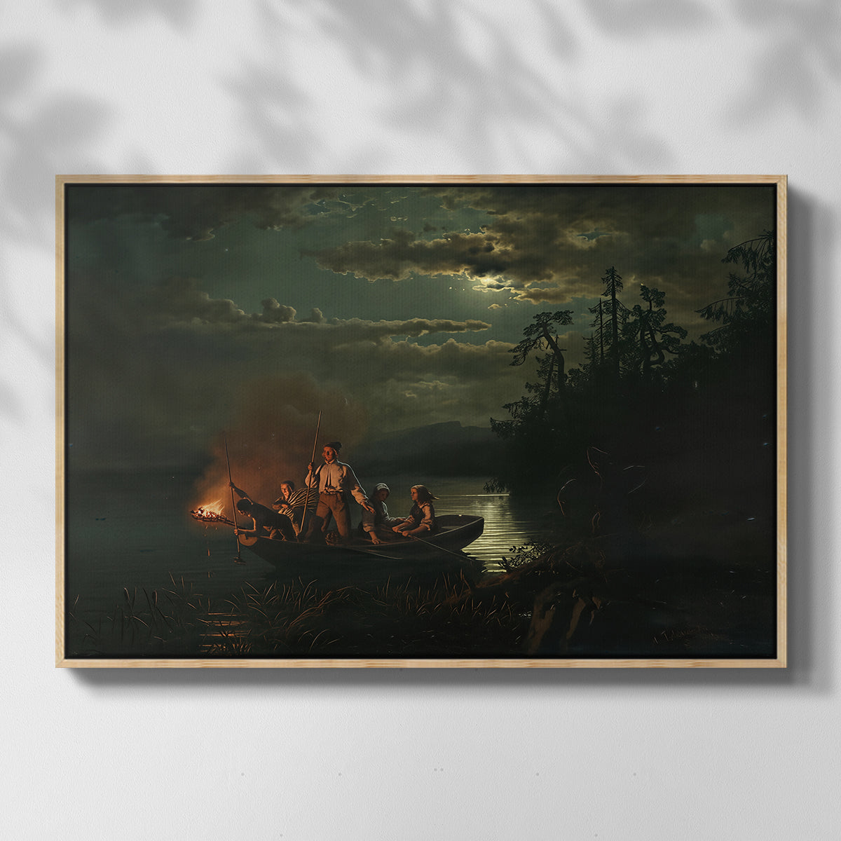 Spear Fishing on Lake Krøderen, 1851 - Floater Framed Canvas Print