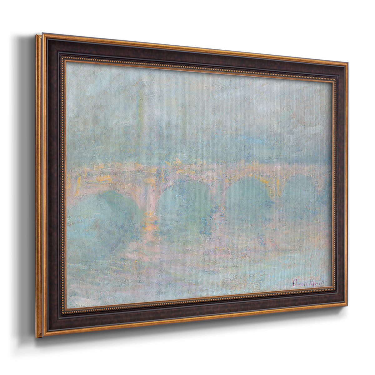 Waterloo Bridge At Sunset Pink Effect - Ornate Framed Canvas Print