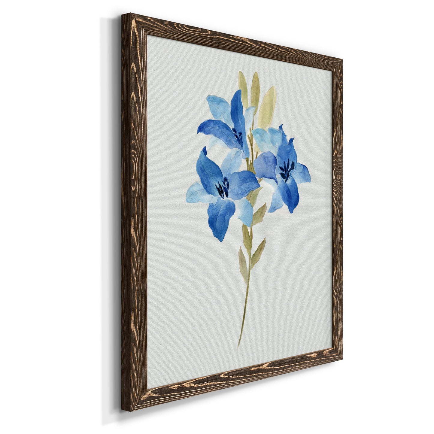 Blue Blossom Botanical III - Premium Canvas Framed in Barnwood - Ready to Hang