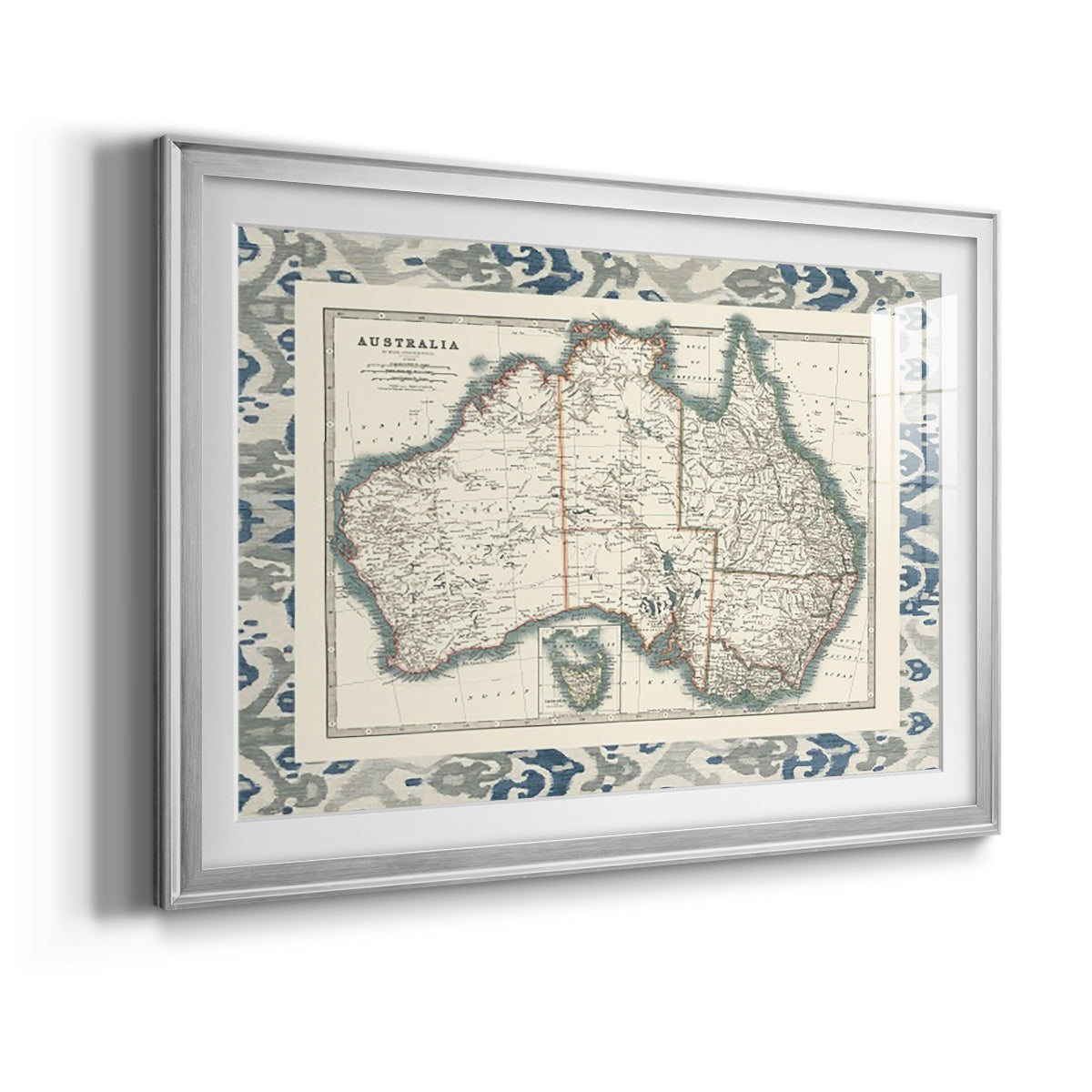Bordered Map of Australia - Modern Framed Art Print