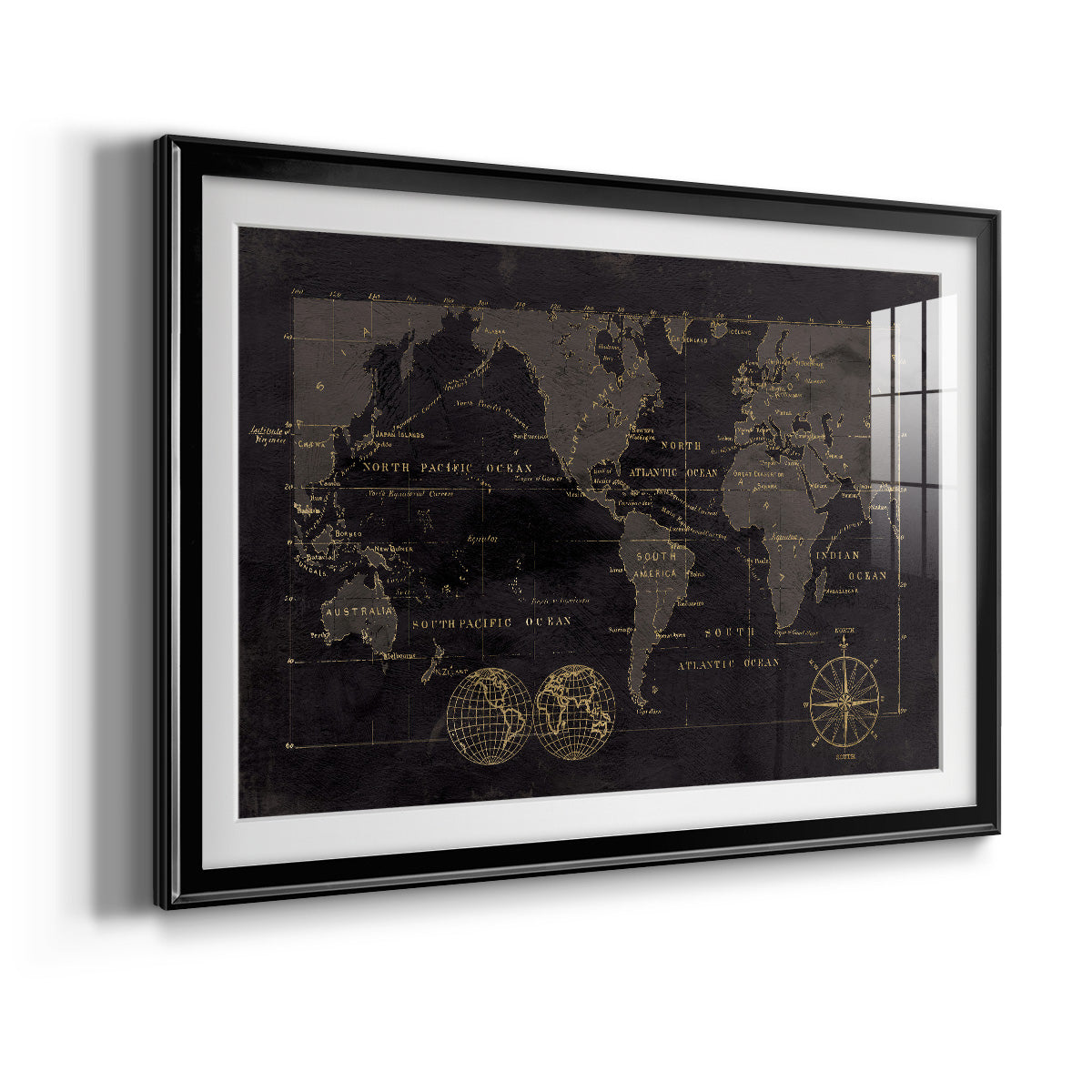 Black Gold Map - Modern Framed Art Print