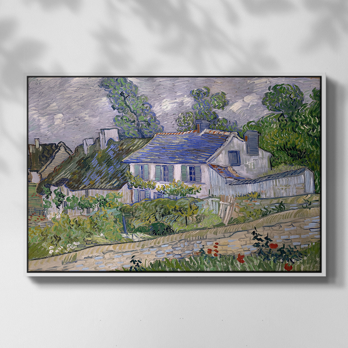 Houses in Auvers, 1890 - Floater Framed Canvas Print