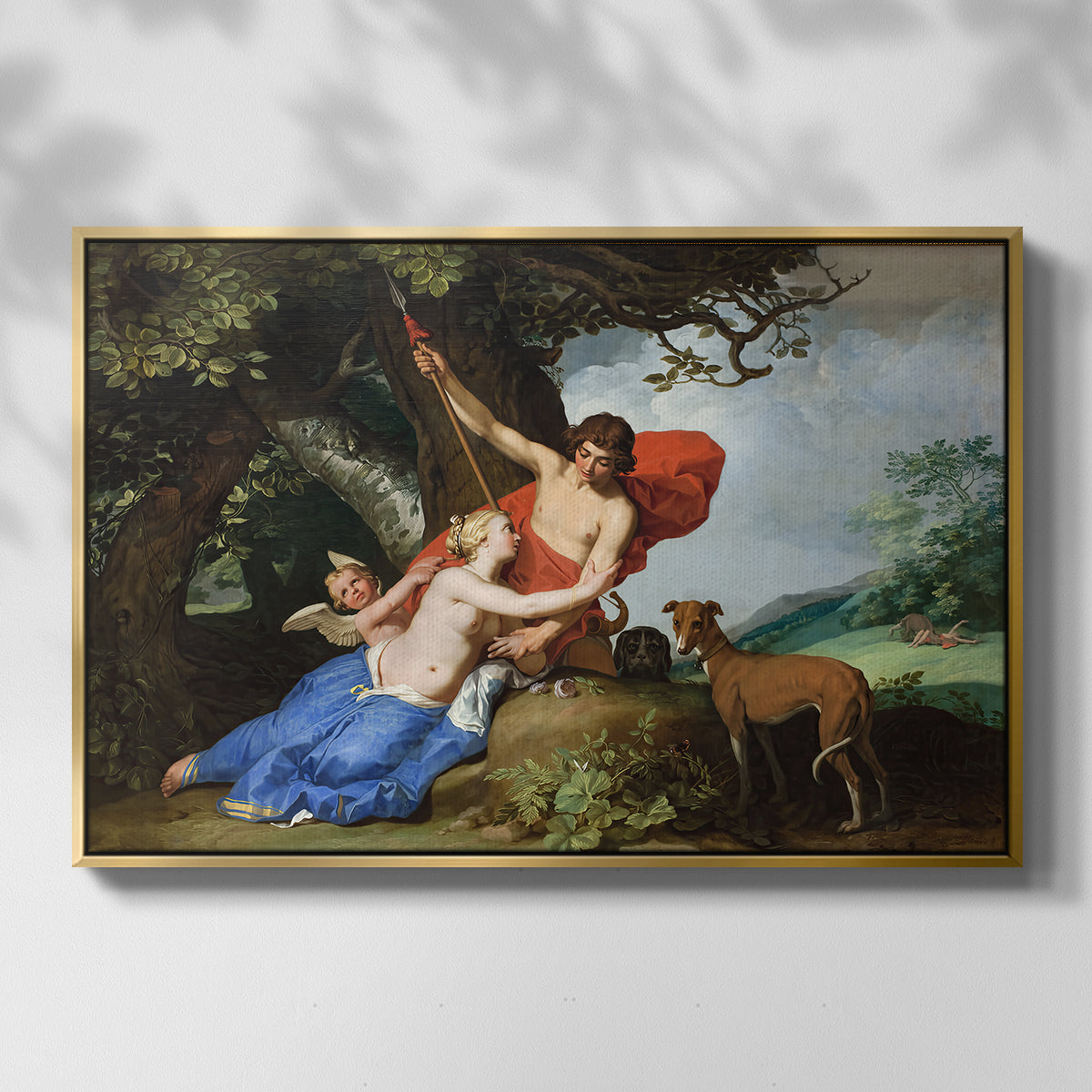Venus and Adonis, 1632 - Floater Framed Canvas Print
