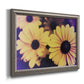 Contemporary yellow Susan floral photograph printed on canvas in an ornate vintage silver frame.