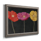 Contemporary poppy flower artwork printed on canvas in an ornate vintage silver frame.