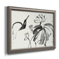 Asian-inspired lotus flower illustration printed on canvas in an ornate vintage silver frame.