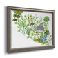 Contemporary abstract succulent botanical watercolor printed on canvas in an ornate vintage silver frame.