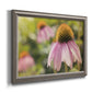 Echinacea flower botanical photography printed on canvas in an ornate vintage silver frame.