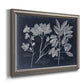 Vintage botanical leaf illustration on dark background printed on canvas in an ornate vintage silver frame.