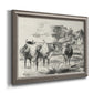 Classical rural landscape artwork by Nicolas Berchem printed on canvas in an ornate vintage silver frame.