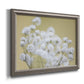 Minimal floral baby’s breath photography printed on canvas in an ornate vintage silver frame.