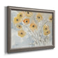 Impressionist poppy floral watercolor painting printed on canvas in an ornate vintage silver frame.