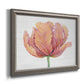 Minimalist pink flower abstract artwork printed on canvas in an ornate vintage silver frame.