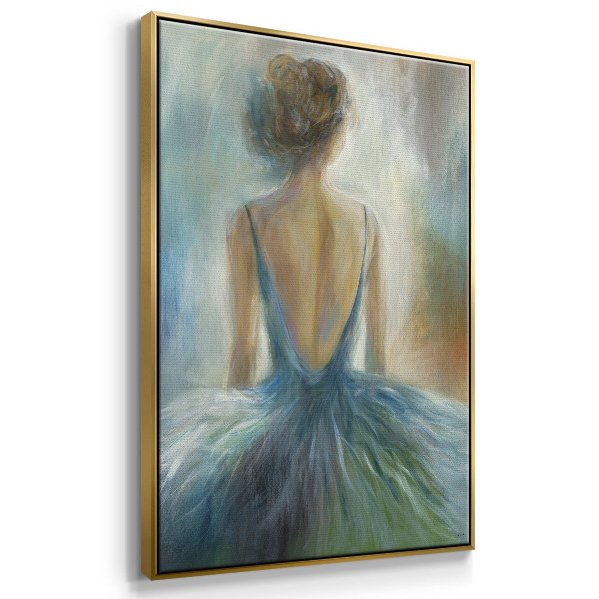 Lady in Blue Framed Premium Gallery Wrapped Canvas - Ready to Hang