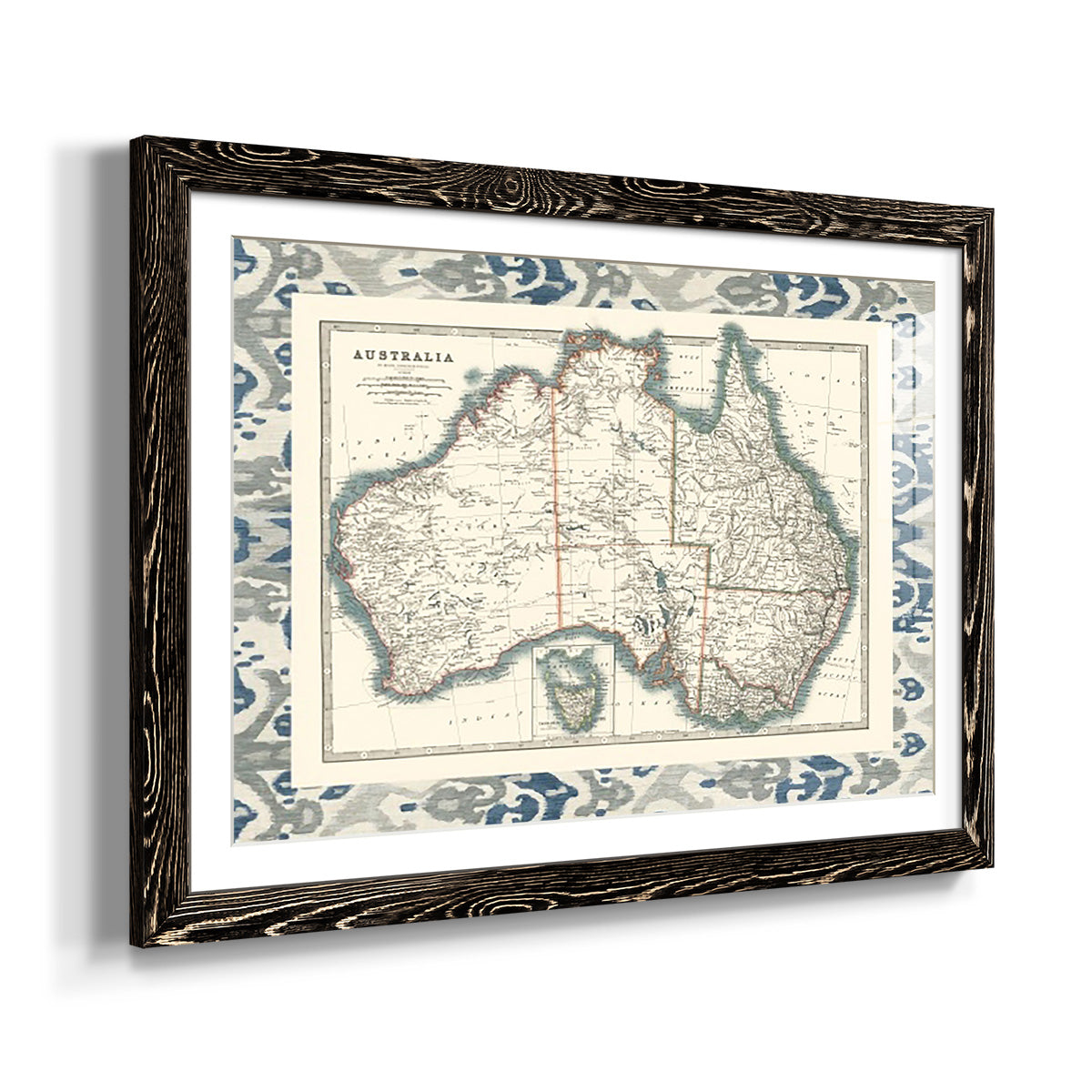 Bordered Map of Australia-Premium Framed Print - Ready to Hang