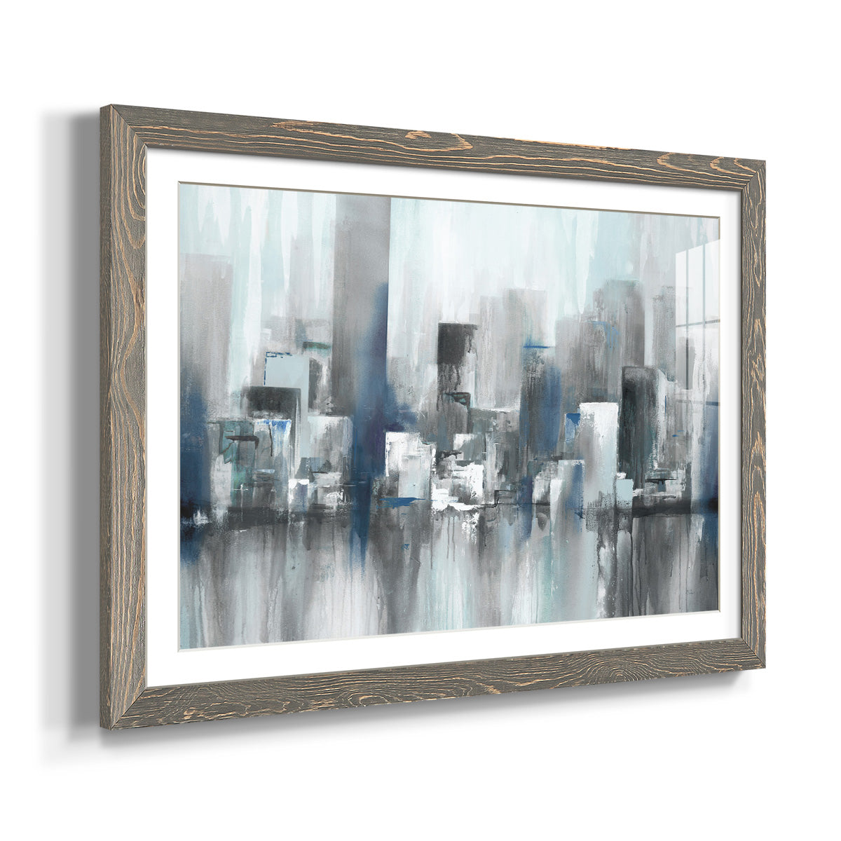 Cityscape in Blues - Barnwood Framed Art Print