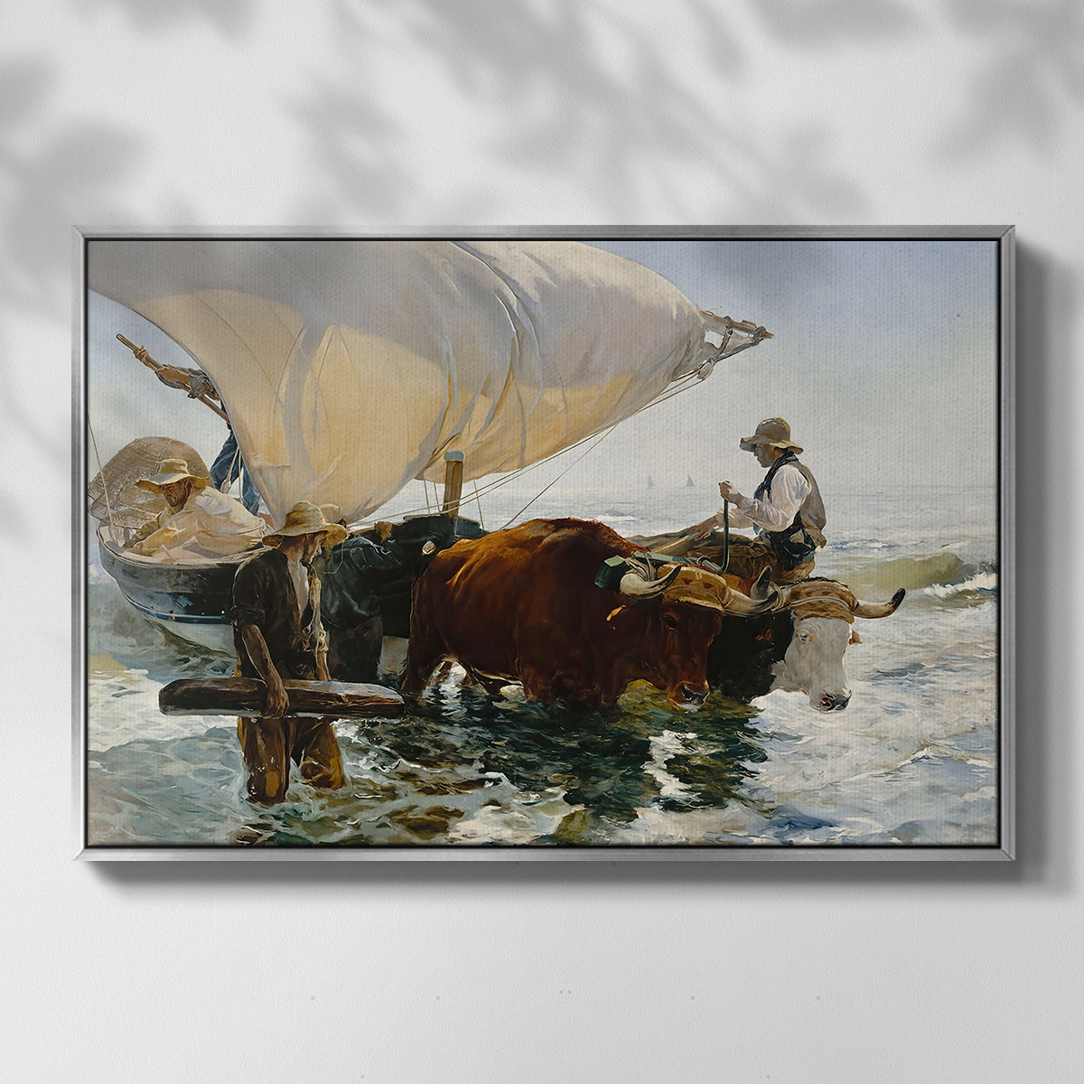 The Return from Fishing: Hauling the Boat, 1894 - Floater Framed Canvas Print