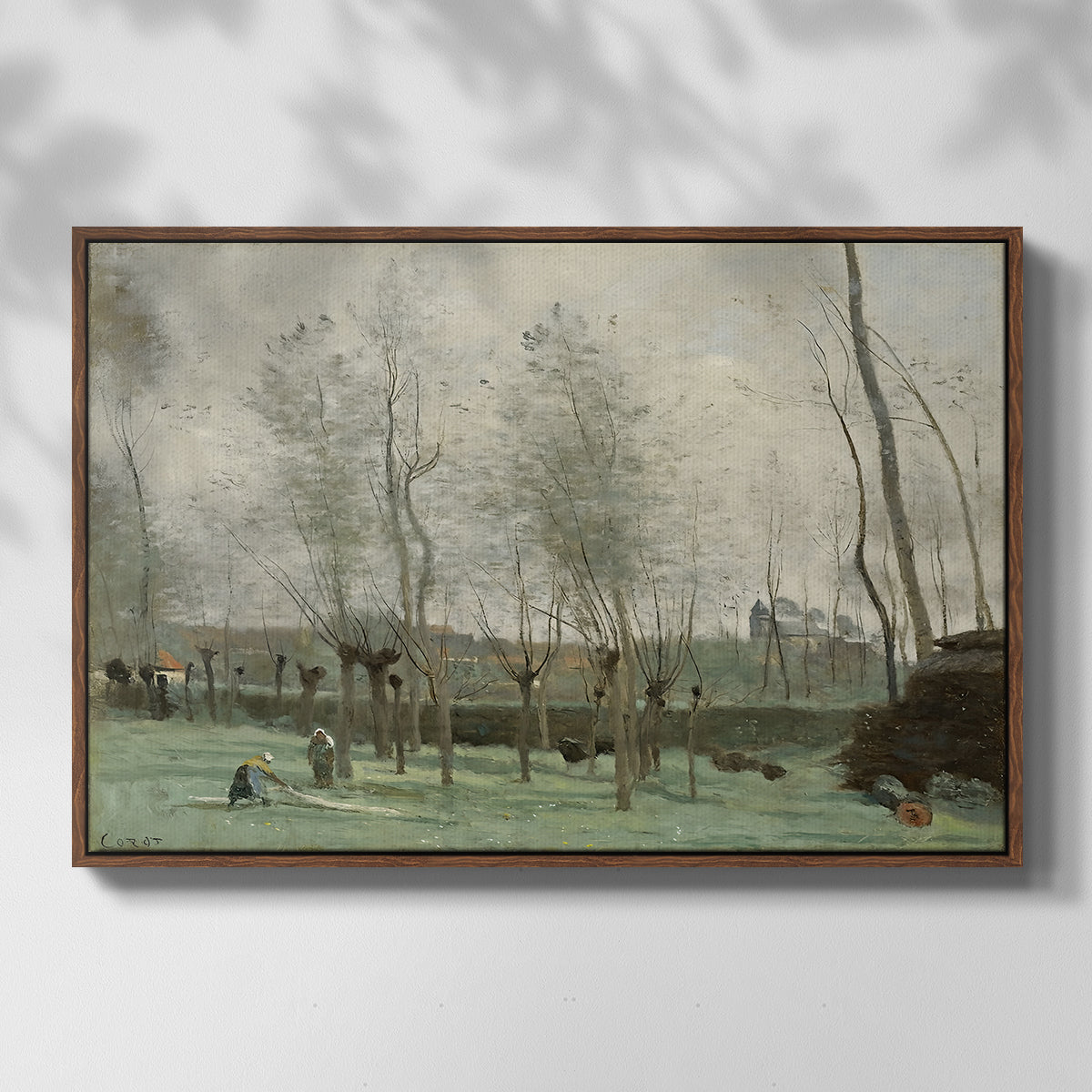 Washerwomen in a Willow Grove, c. 1871 - Floater Framed Canvas Print